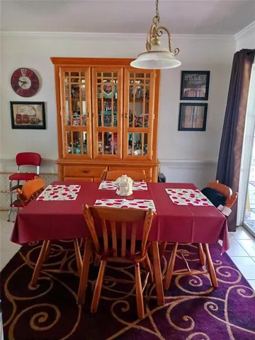 a front view of a dining room with furniture