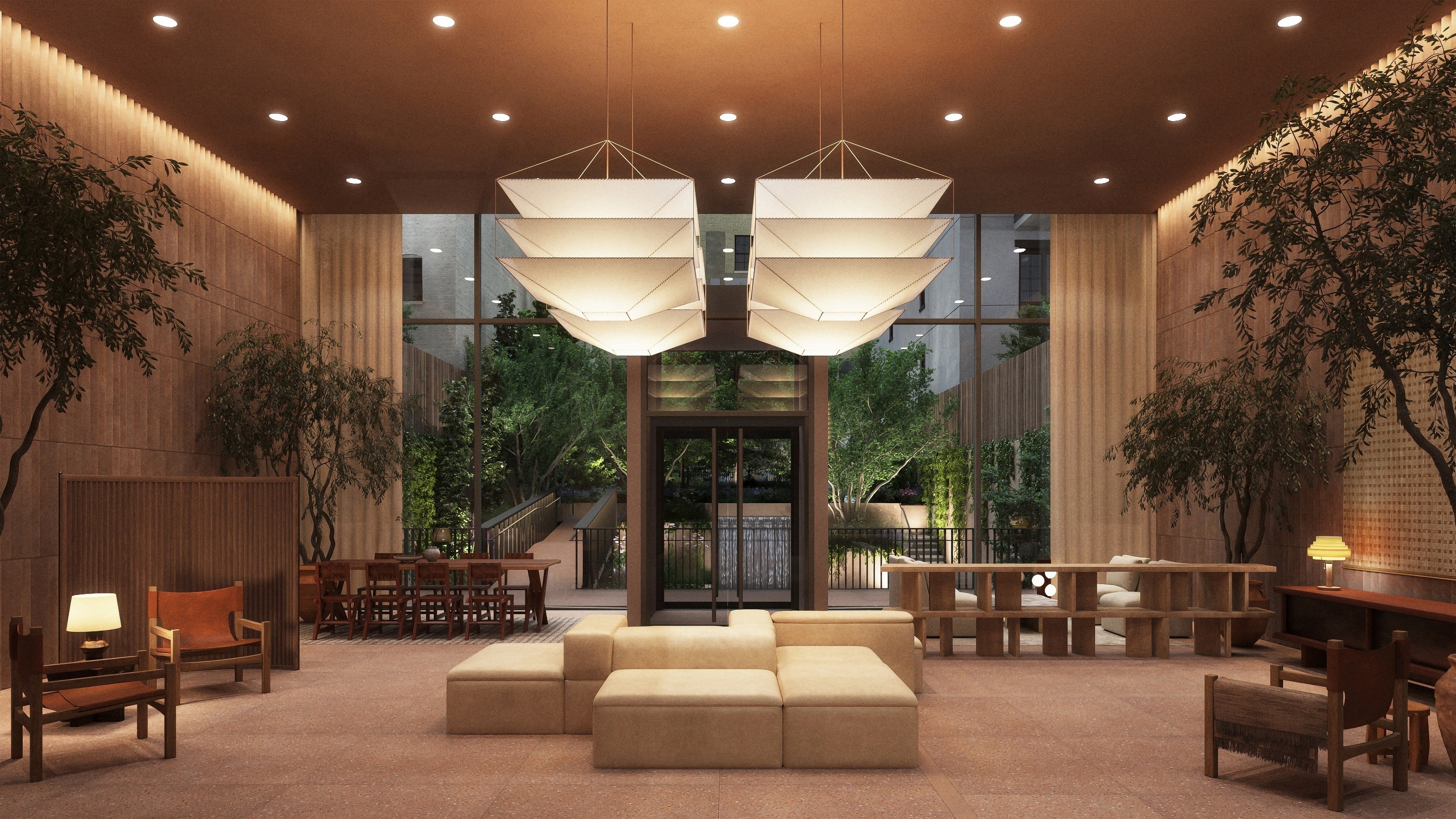 323 Bergen Street, Unit PH702W Brooklyn, NY 11217 - Photo 9 of 14 a lobby with furniture and a potted plant