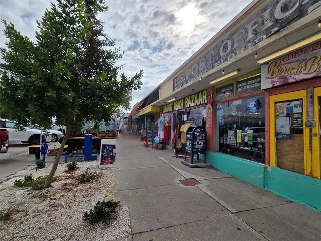 a view of people sitting in front of retail shop