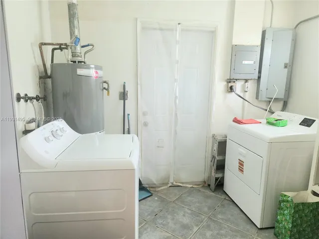 a view of a room with a large window