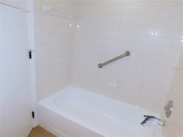 a bathroom with a bathtub