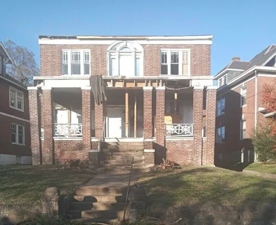 a view of a building with a glass windows