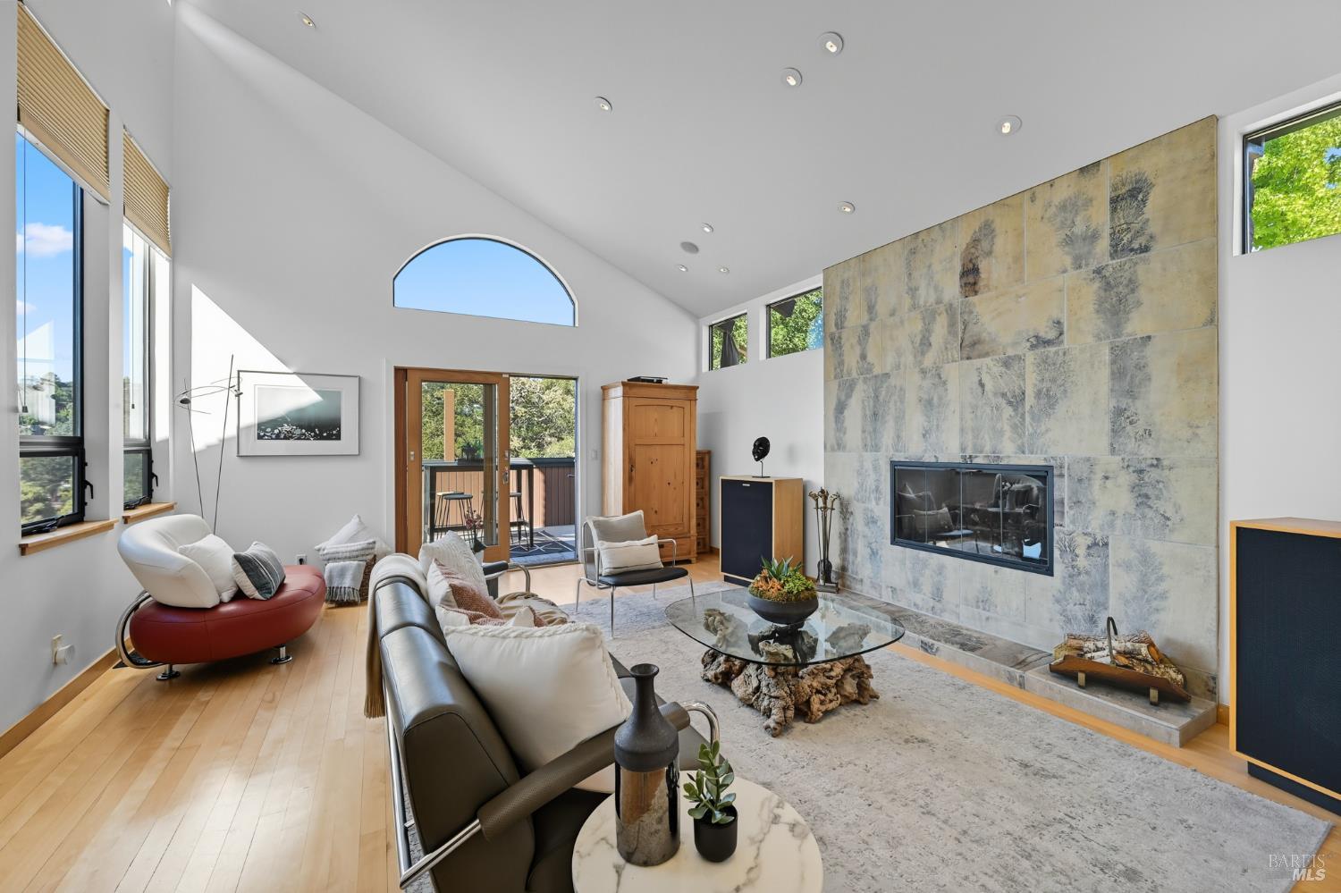 103 Holstein Road San Anselmo, CA 94960 - Photo 6 of 66 a living room with furniture a fireplace and a flat screen tv