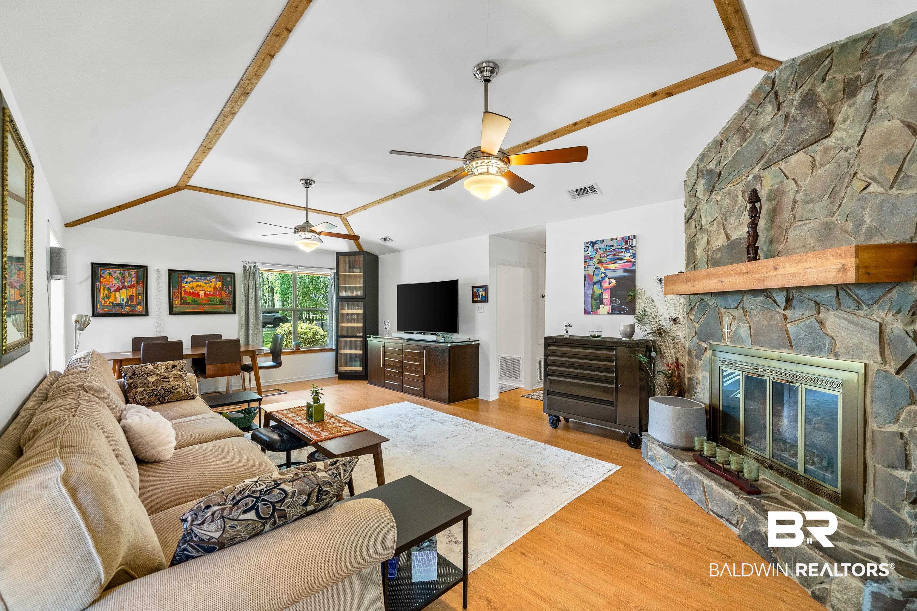 10407 LaLa Road Daphne, AL 36526 - Photo 11 of 47 Stone Fireplace with Gas Logs