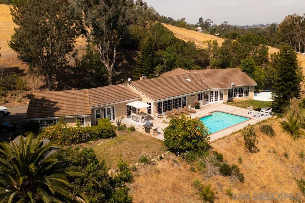 an aerial view of a house