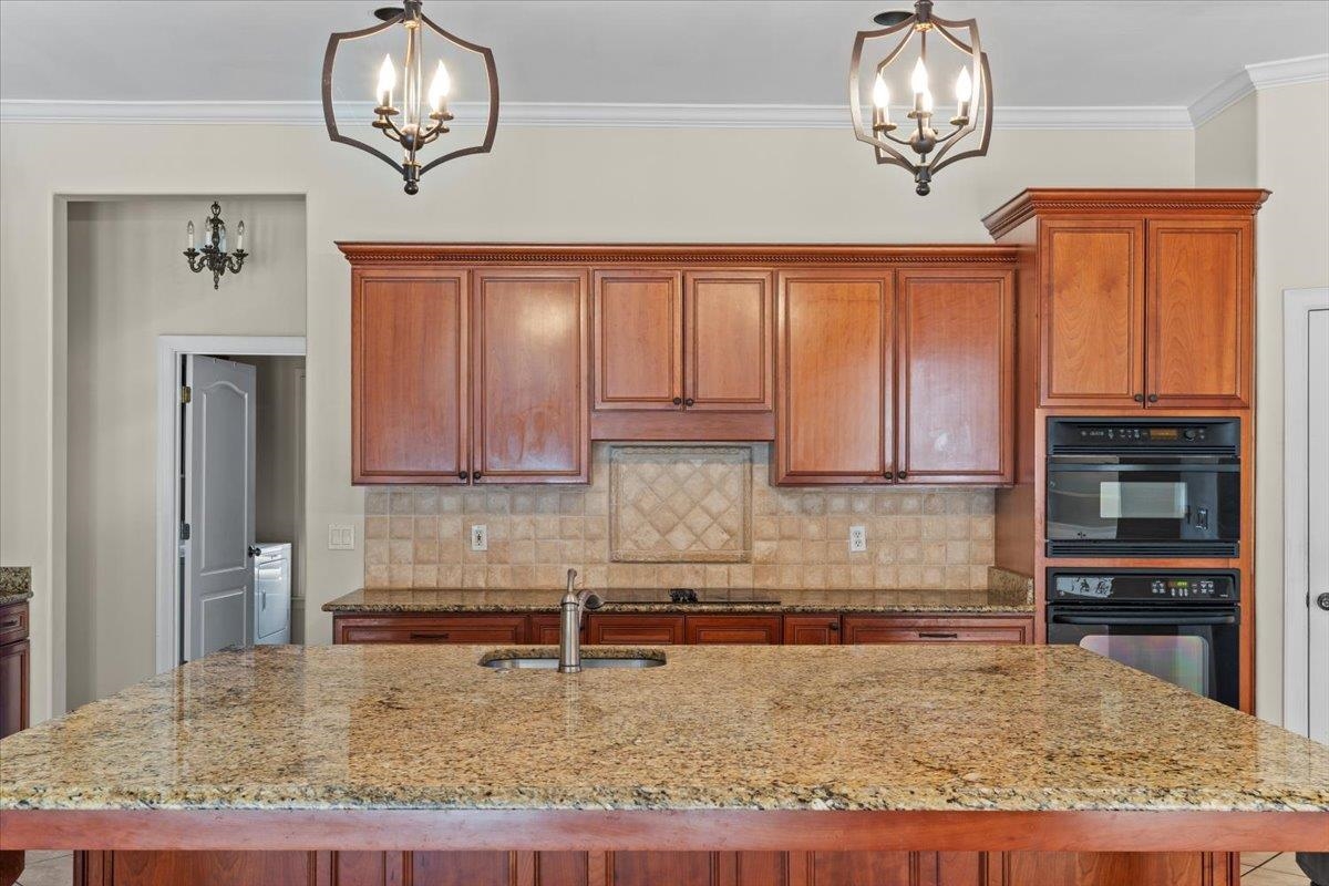 170 Jamerson Farm Road Collierville, TN 38017 - Photo 14 of 40 Kitchen with tasteful backsplash, sink, decorative light fixtures, and a center island with sink