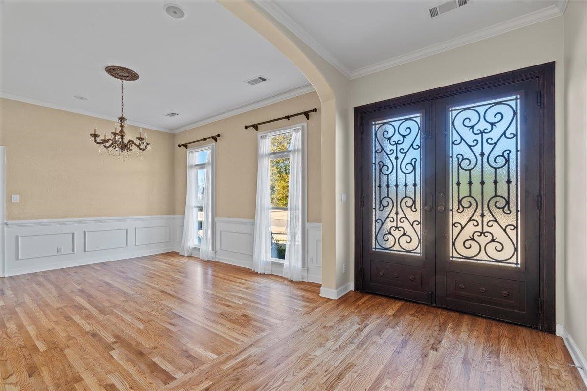 170 Jamerson Farm Road Collierville, TN 38017 - Photo 6 of 40 Entryway with french doors, light wood-type flooring, and ornamental molding