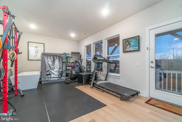 a view of a room with gym equipment