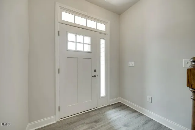 a front view of a building with a entrance