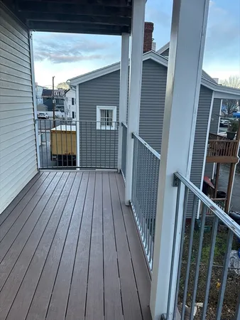 a view of wooden balcony