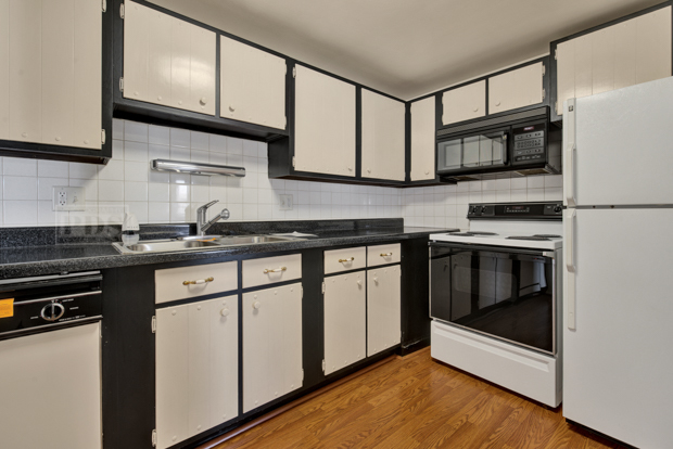1114 Springinsguth Road, Unit 2A Schaumburg, IL 60193 - Photo 10 of 19 a kitchen with stainless steel appliances granite countertop a stove a sink and a microwave
