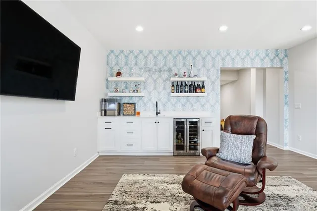 a building outdoor space with patio furniture