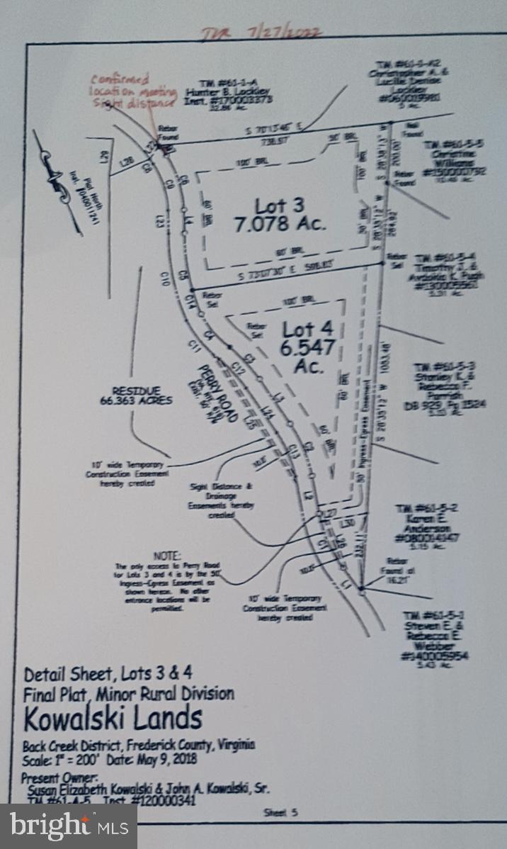 Lot 3 Perry Road Winchester, VA 22602 - Photo 5 of 5 Plat PDF
"Red Marks" area for proposed driveway