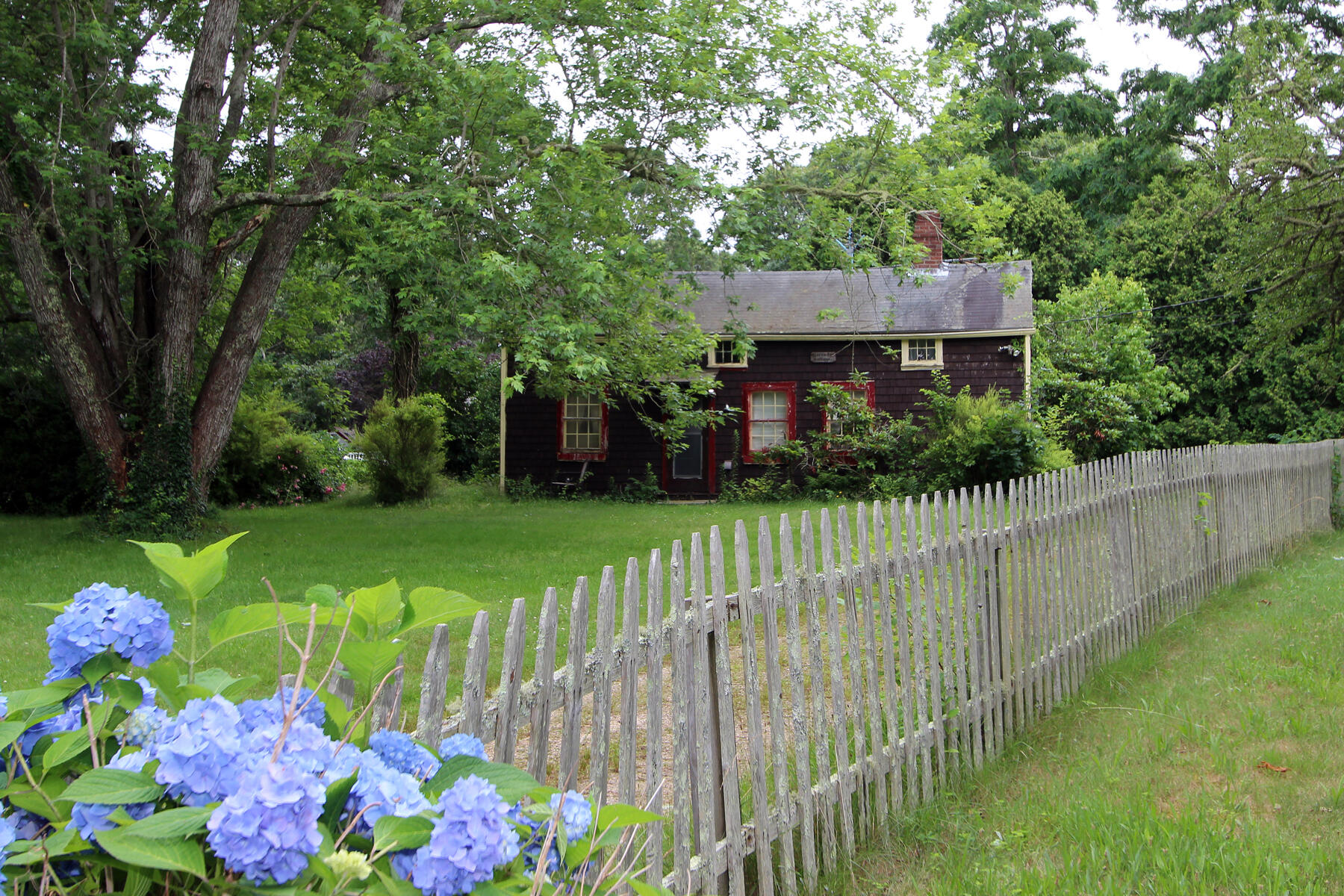 a view of a house with a yard and garden