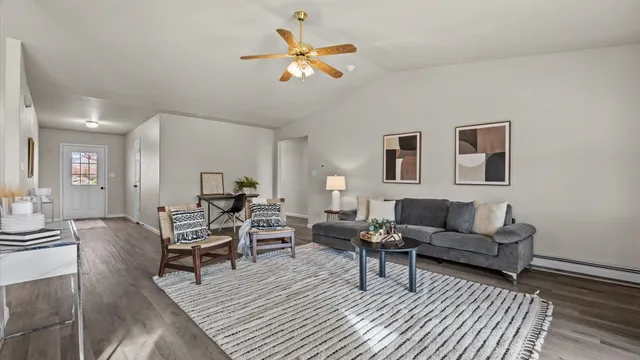 a living room with furniture