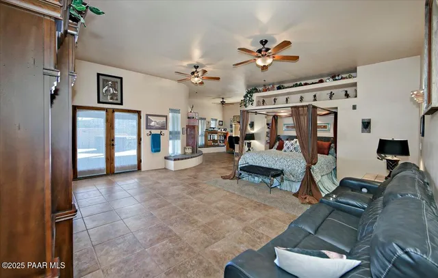 a bathroom with a sink mirror and vanity