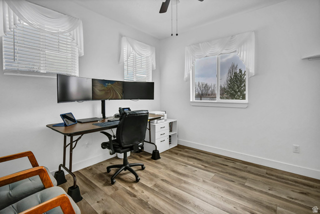 1103 North Brooklyn Road Monroe, UT 84754 - Photo 19 of 78 Office area with light wood-type flooring and ceiling fan
