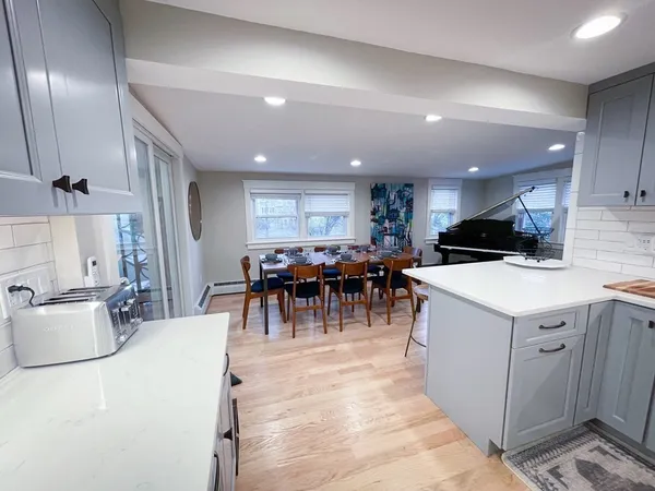 a kitchen with lots of counter top space