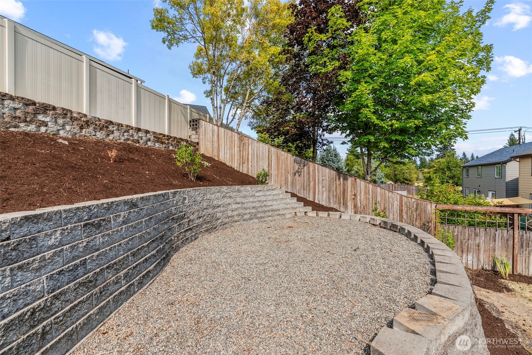 2410 North Heron Drive Ridgefield, WA 98642 - Photo 33 of 40 a view of a backyard with wooden fence