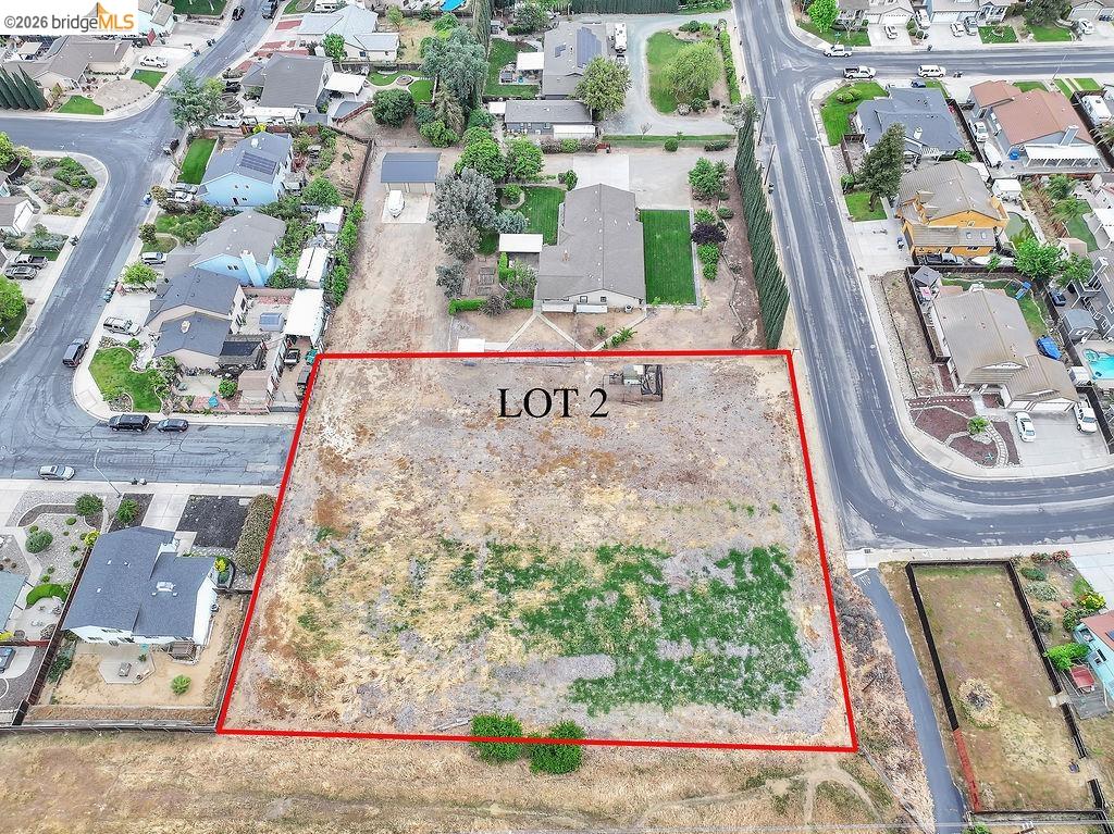 0 Brown Road Oakley, CA 94561 - Photo 1 of 4 Aerial view of residential area with property boundaries highlighted