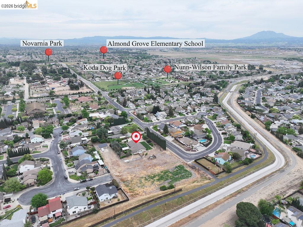 0 Brown Road Oakley, CA 94561 - Photo 2 of 4 Aerial overview of property's location featuring nearby suburban area