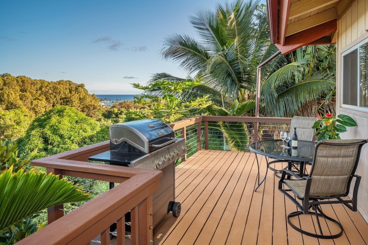 4698 Pelehu Road Kapaa, HI 96746 - Photo 8 of 26 a balcony with furniture and a potted plant