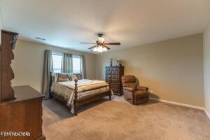 338 Pistole Road Sparta, TN 38583 - Photo 21 of 39 a bedroom with a bed and a chandelier