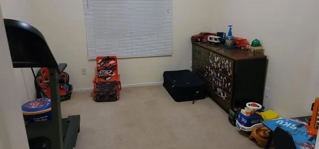 a room with a fireplace