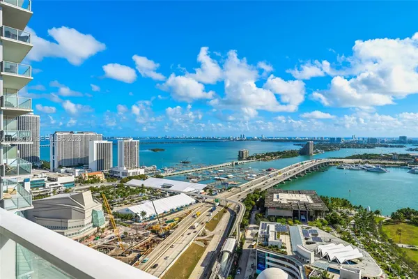 a view of a city from a balcony