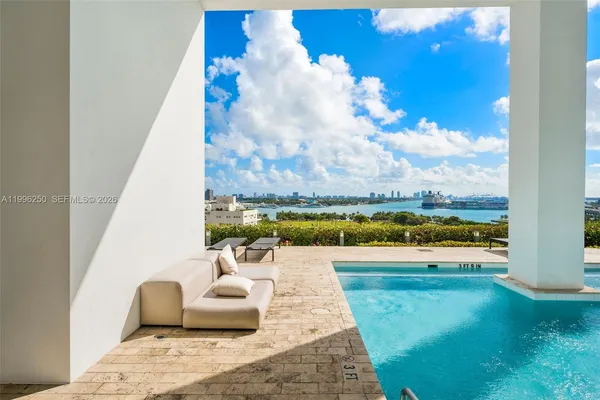 a view of a lake with a yard