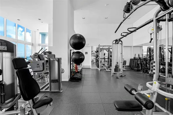 a view of a room with gym equipment