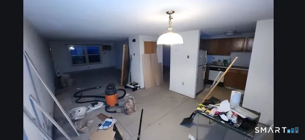 a bathroom with a mirror