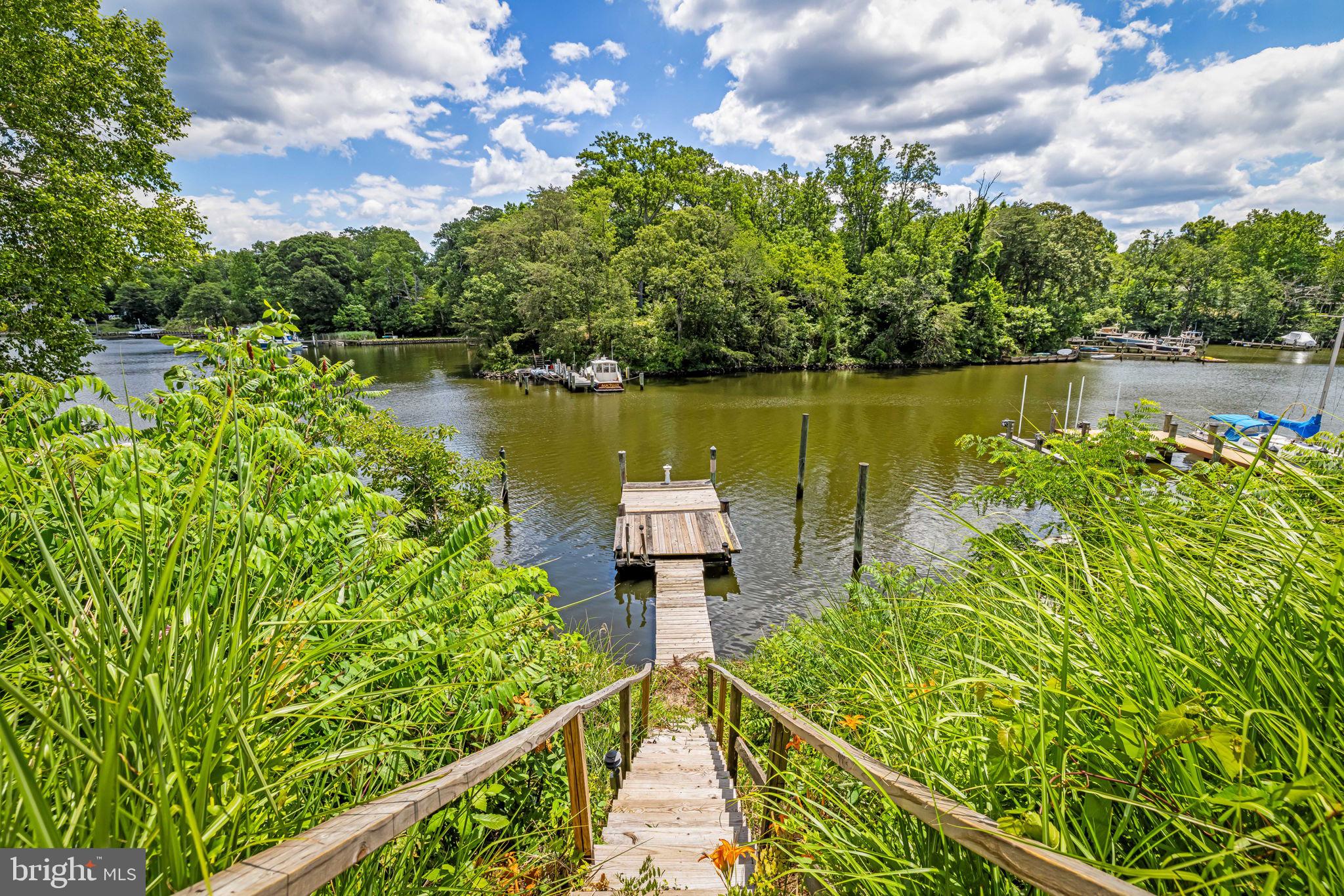 765 Dividing Road Severna Park, MD 21146 - Photo 15 of 17 a view of a lake with a bench next to a lake