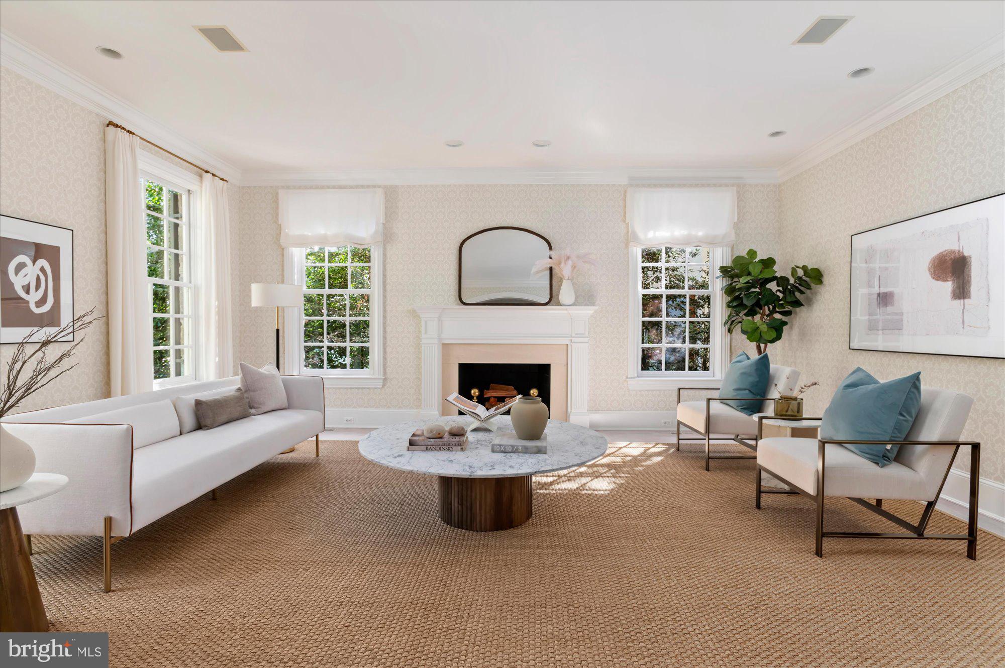 2950 Chain Bridge Road Northwest Washington, DC 20016 - Photo 5 of 50 a living room with furniture and a fireplace