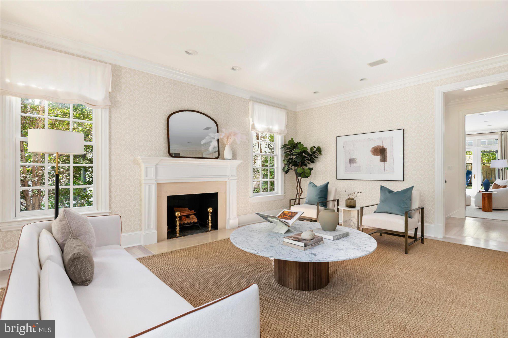 2950 Chain Bridge Road Northwest Washington, DC 20016 - Photo 6 of 50 a living room with furniture and a fireplace