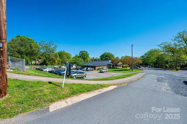 a front view of a building with street