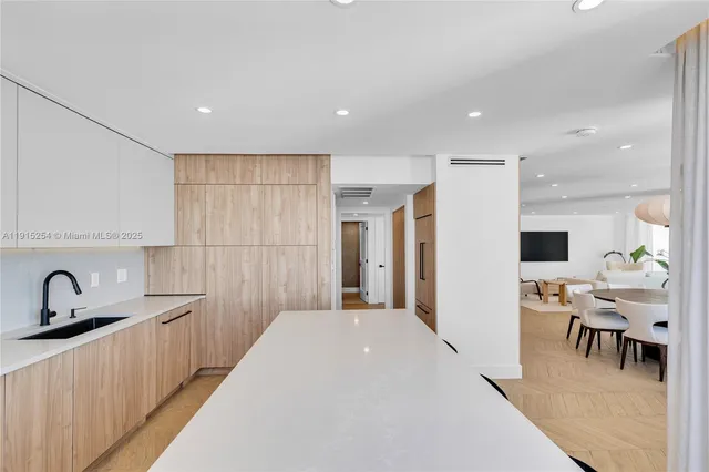 a hallway with a large window