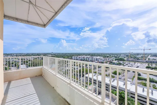a view of city from a balcony