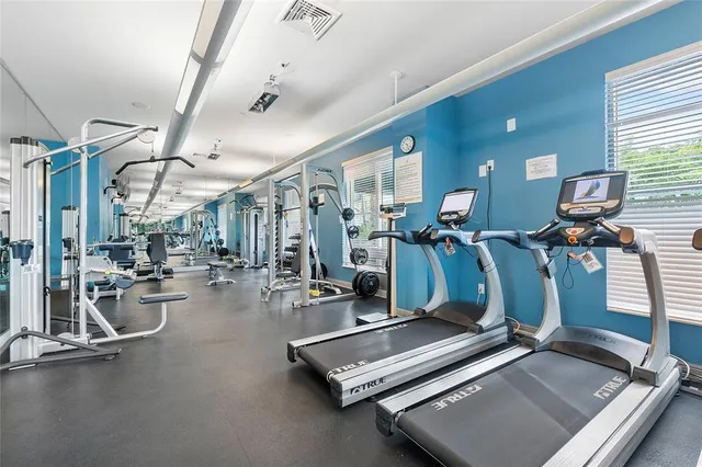 a view of a room with gym equipment