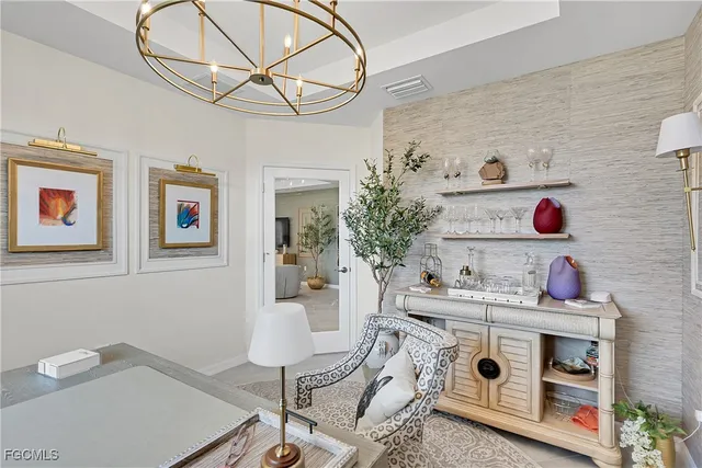 a living room with furniture and decor