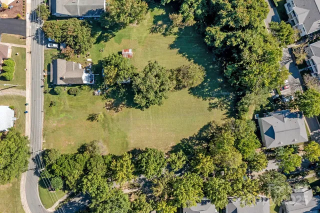 a view of a garden with a lake