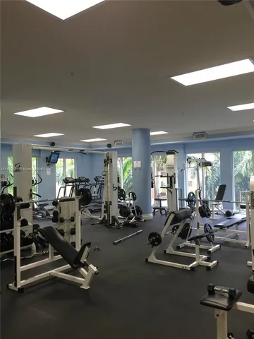 a view of a room with gym equipment