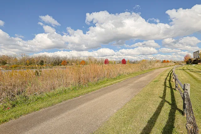 a view of a lake and a yard
