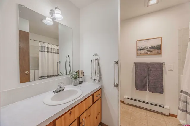 a bathroom with a shower and a sink