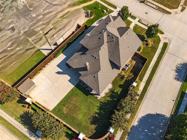 an aerial view of a house