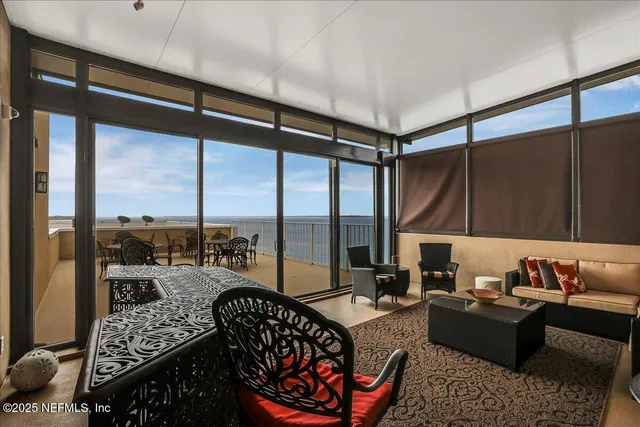 a living room with furniture