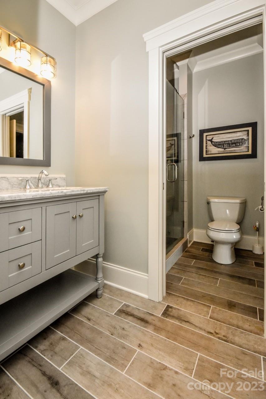 645 Kemp Road Mooresville, NC 28117 - Photo 23 of 48 a bathroom with a sink a toilet and mirror