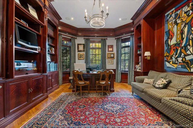 a living room with furniture