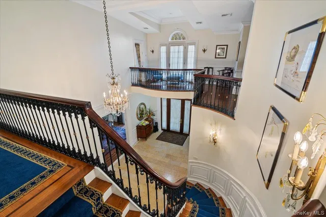 a view of a balcony with furniture