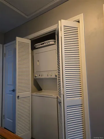 a utility room with a washer and dryer